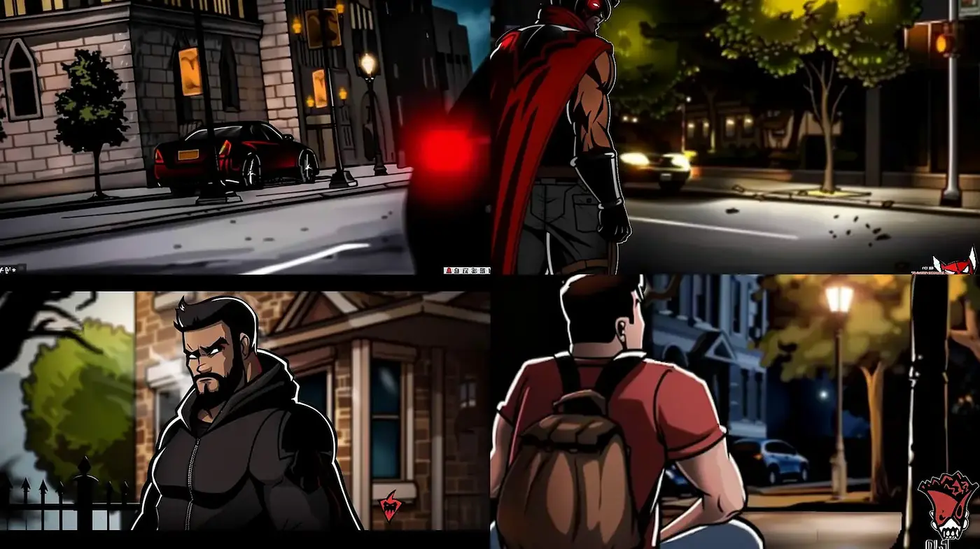 Dynamic Comic-Style Illustrations with Urban Nightlife Theme - Midjourney sref style