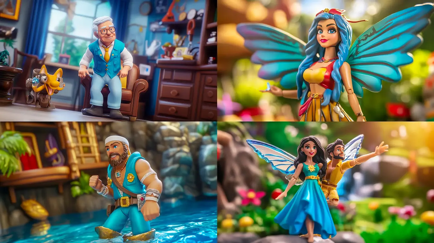 Vibrant Storybook Fantasy with Dynamic Character Design - Midjourney sref style