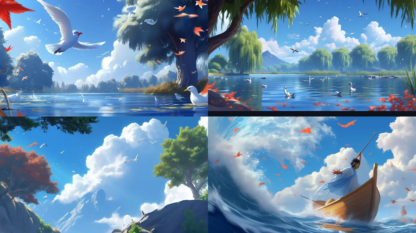 Ethereal Dreamscape in Serene Blues: A Consistent Artistic Vision of Tranquility and Sublime Nature - Midjourney sref style