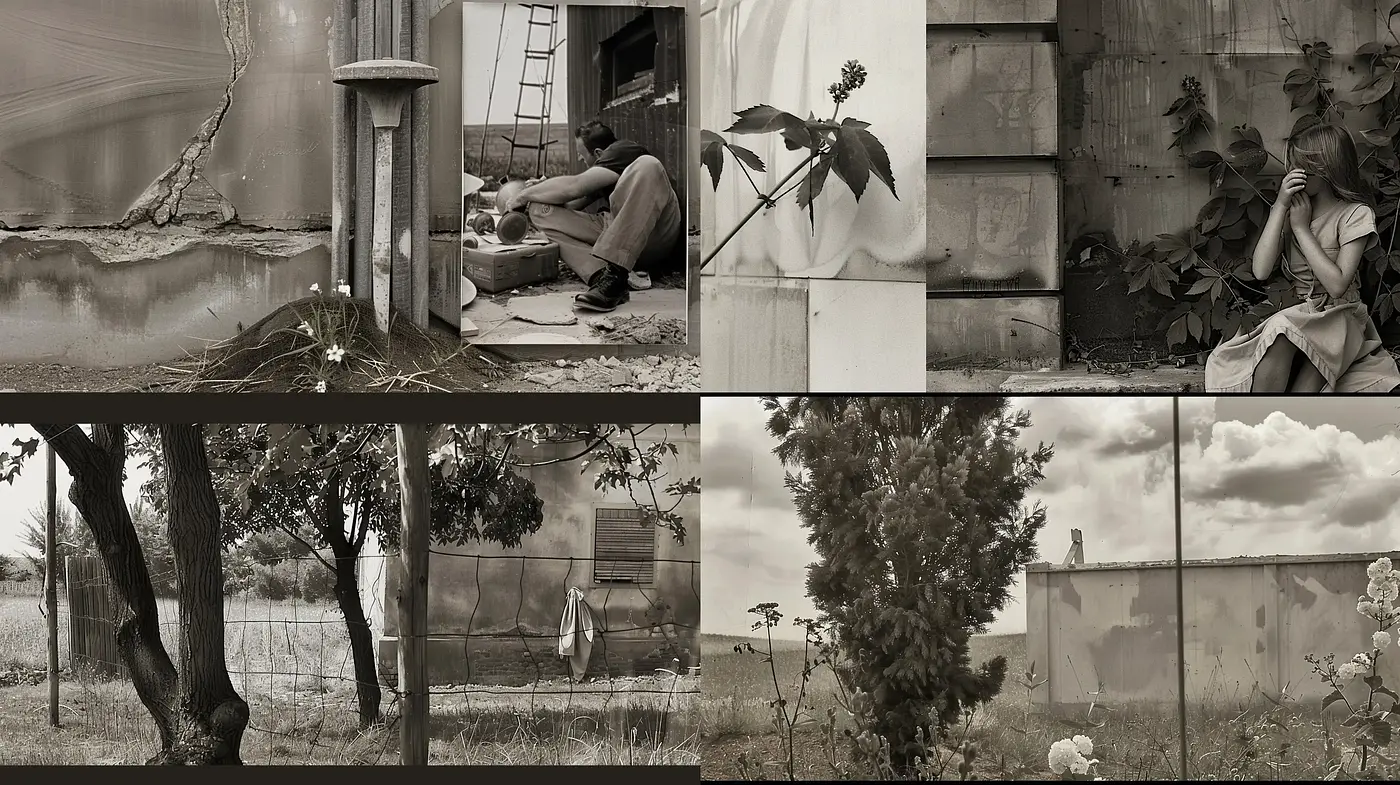 Monochromatic Nostalgia: A Consistent Homage to Poetic Realism - Midjourney sref style