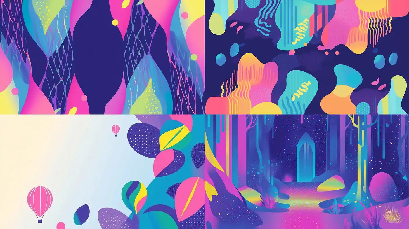 Psychedelic Dreamscape: A Vivid Exploration of Surreal Landscapes and Abstract Shapes - Midjourney sref style