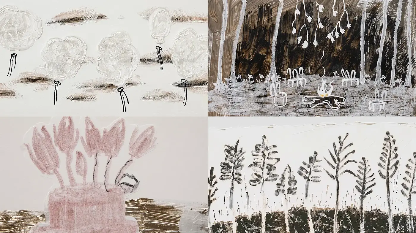 Organic and Whimsical Artistic Expression with Earthy Undertones - Midjourney sref style