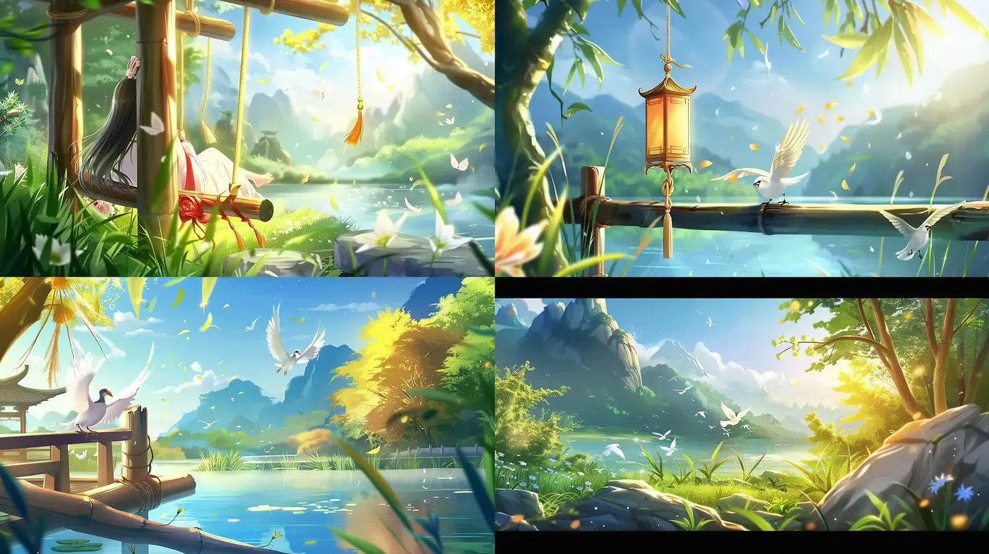 Tranquil Nature's Embrace in Luminous Harmony - Midjourney sref style