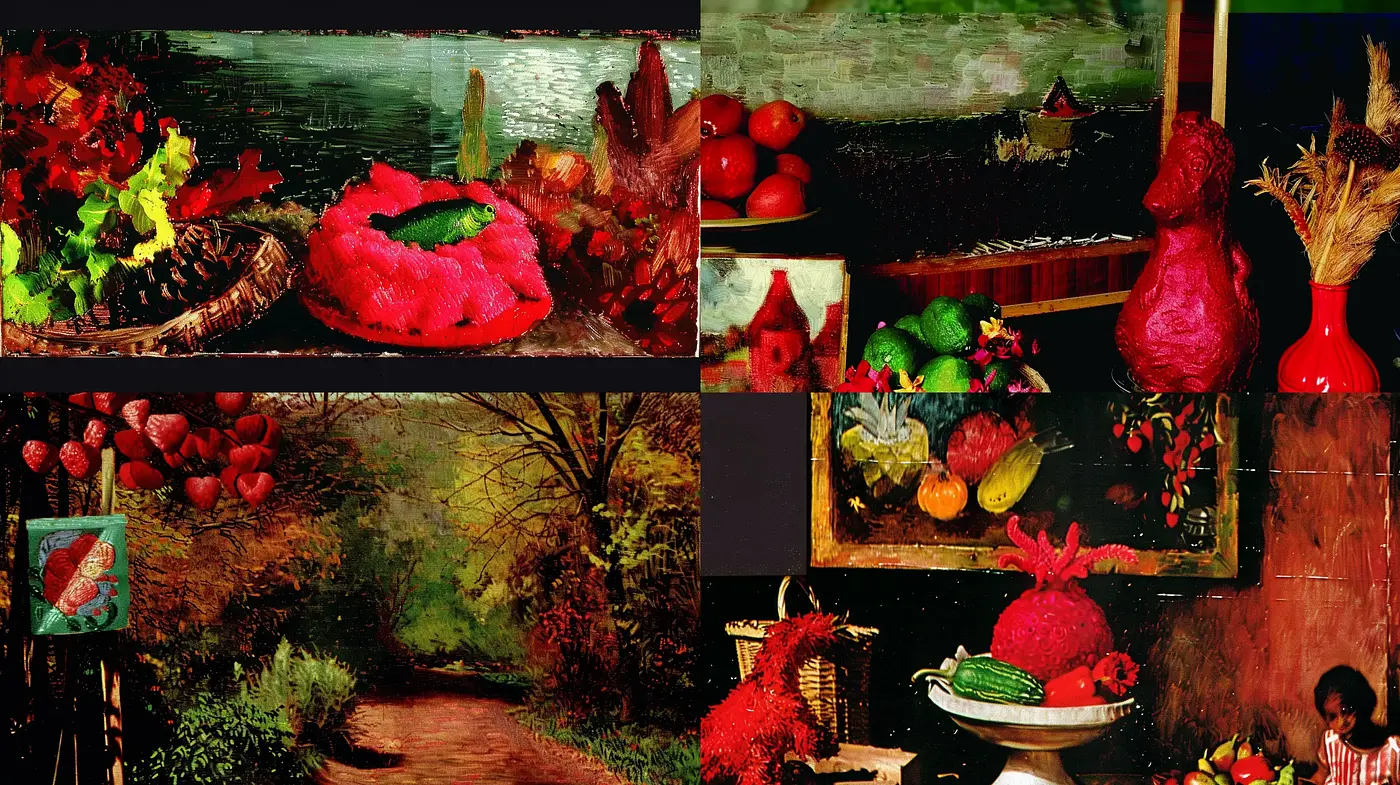 Rustic Harvest: A Study in Textured Still Life and Aged Tones - Midjourney sref style