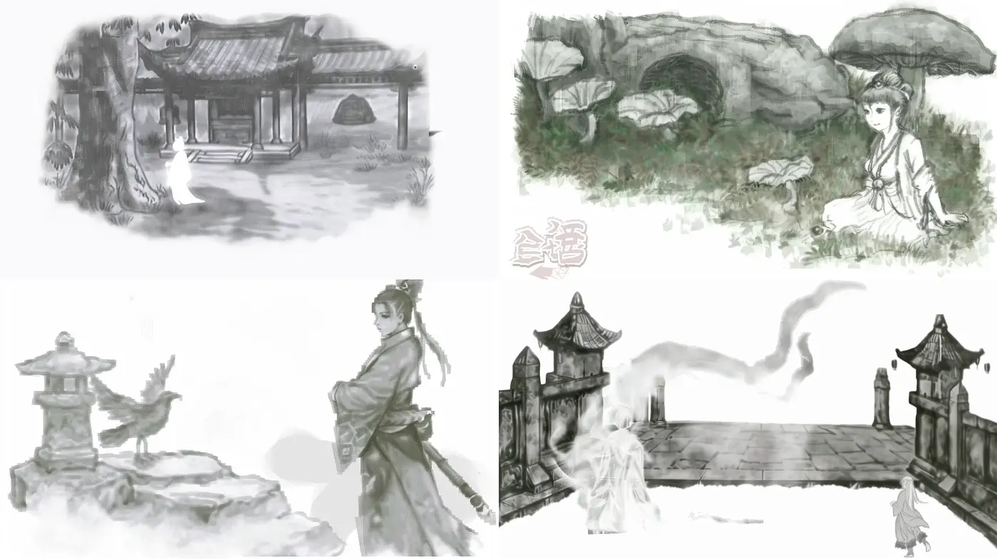 Ethereal Monochrome Brushwork Visions - Midjourney sref style