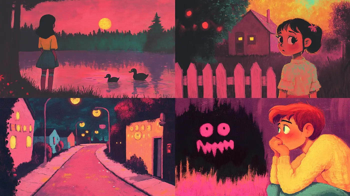 Twilight Hues with Whimsical Shadows Art Style - Midjourney sref style