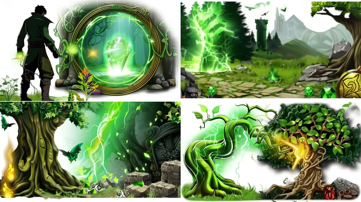 Enchanted Verdant Realms: A Homage to Fantastical Nature in Vivid Greens - Midjourney sref style
