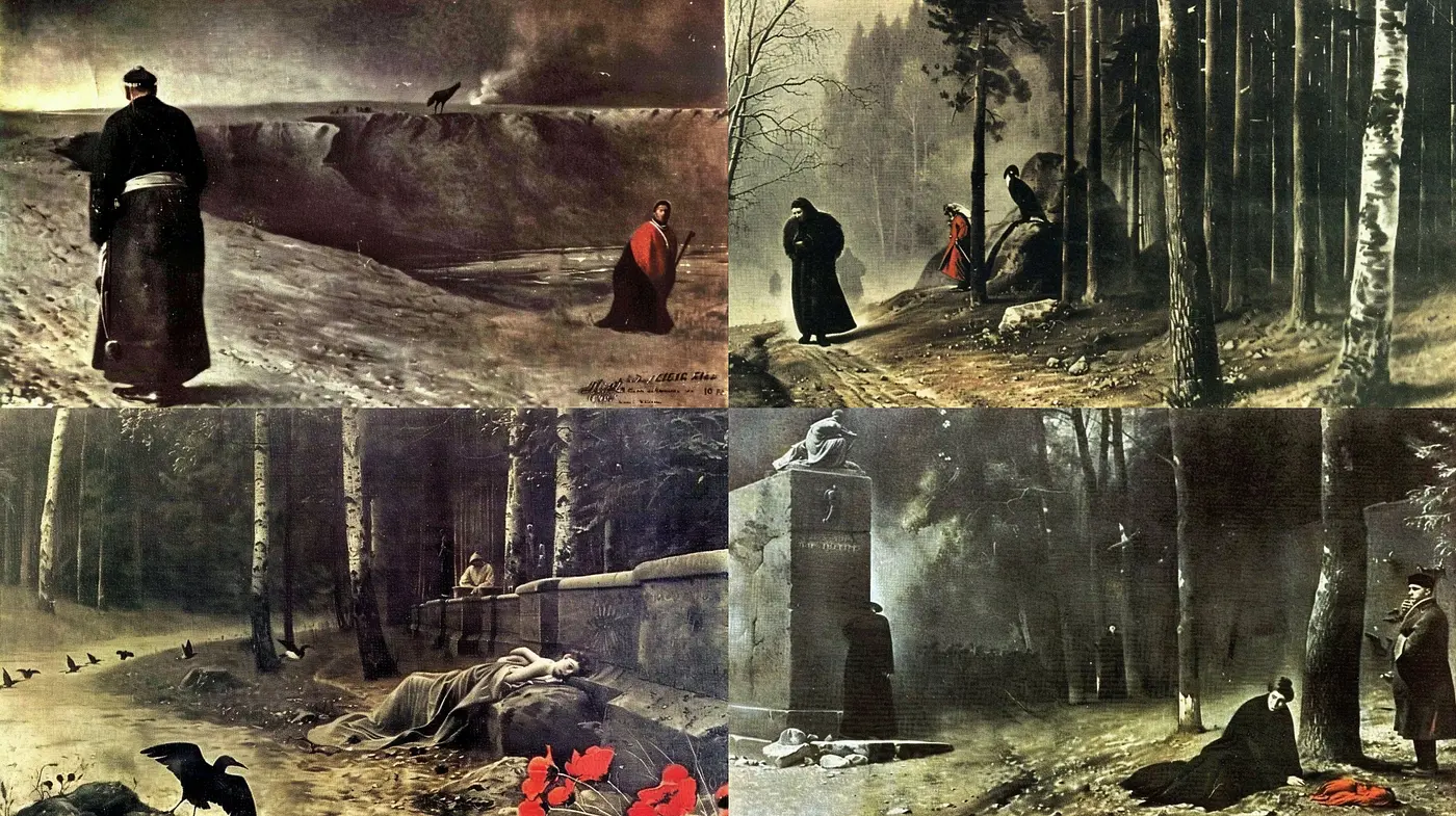 Melancholic Elegy: Time-Weathered and Ethereal Shades of Sepia - Midjourney sref style
