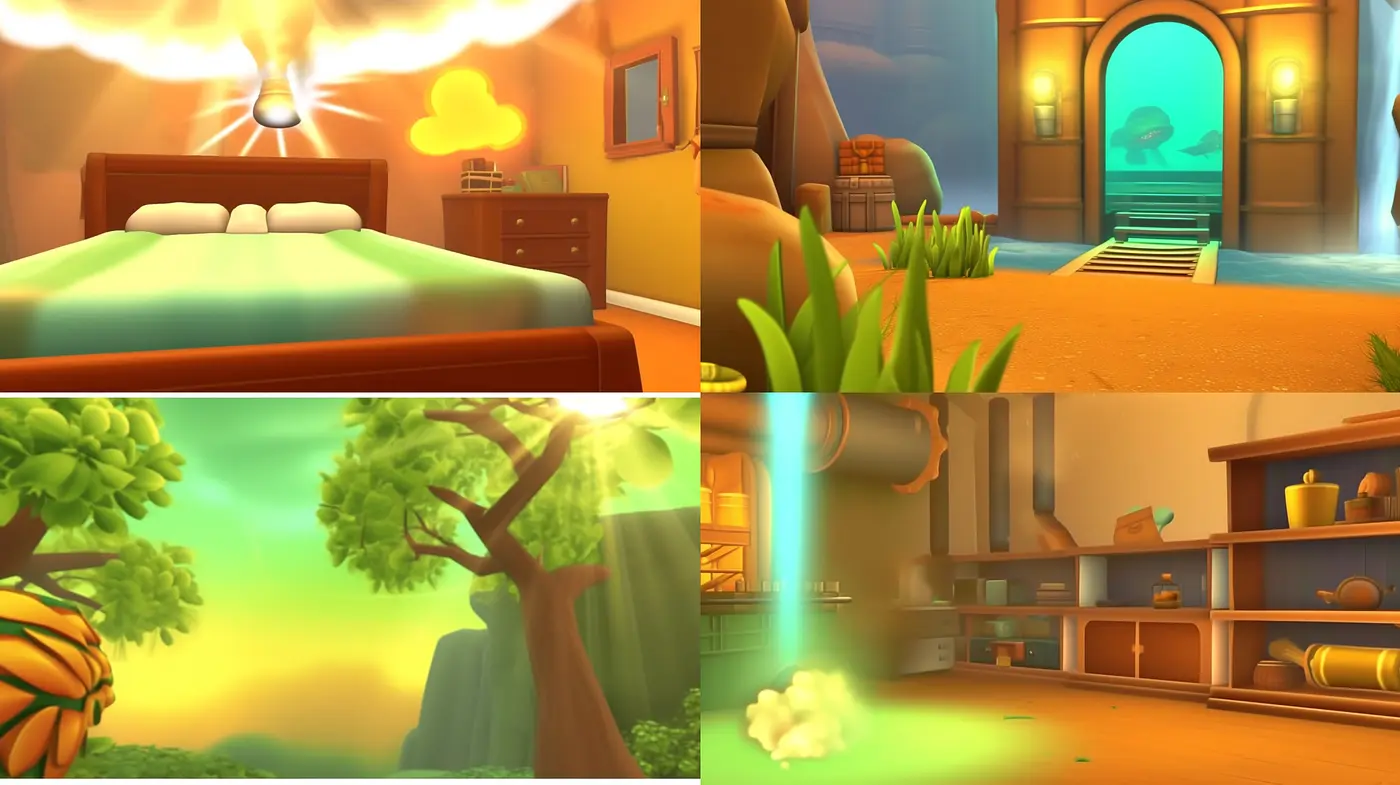 Warm Ambient Glow in Stylized Animation Scenes - Midjourney sref style