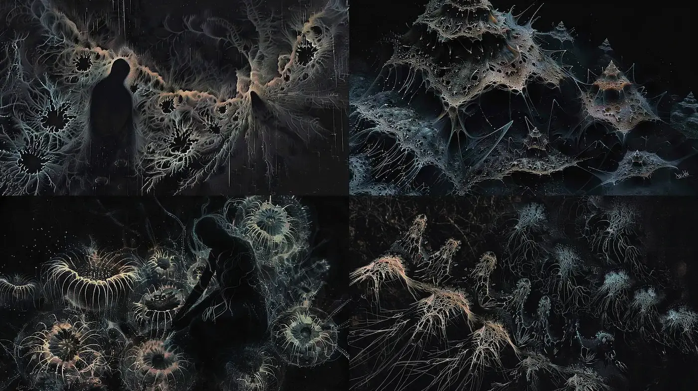 Intricate Abstract Neorganic Forms with Organic Textures - Midjourney sref style