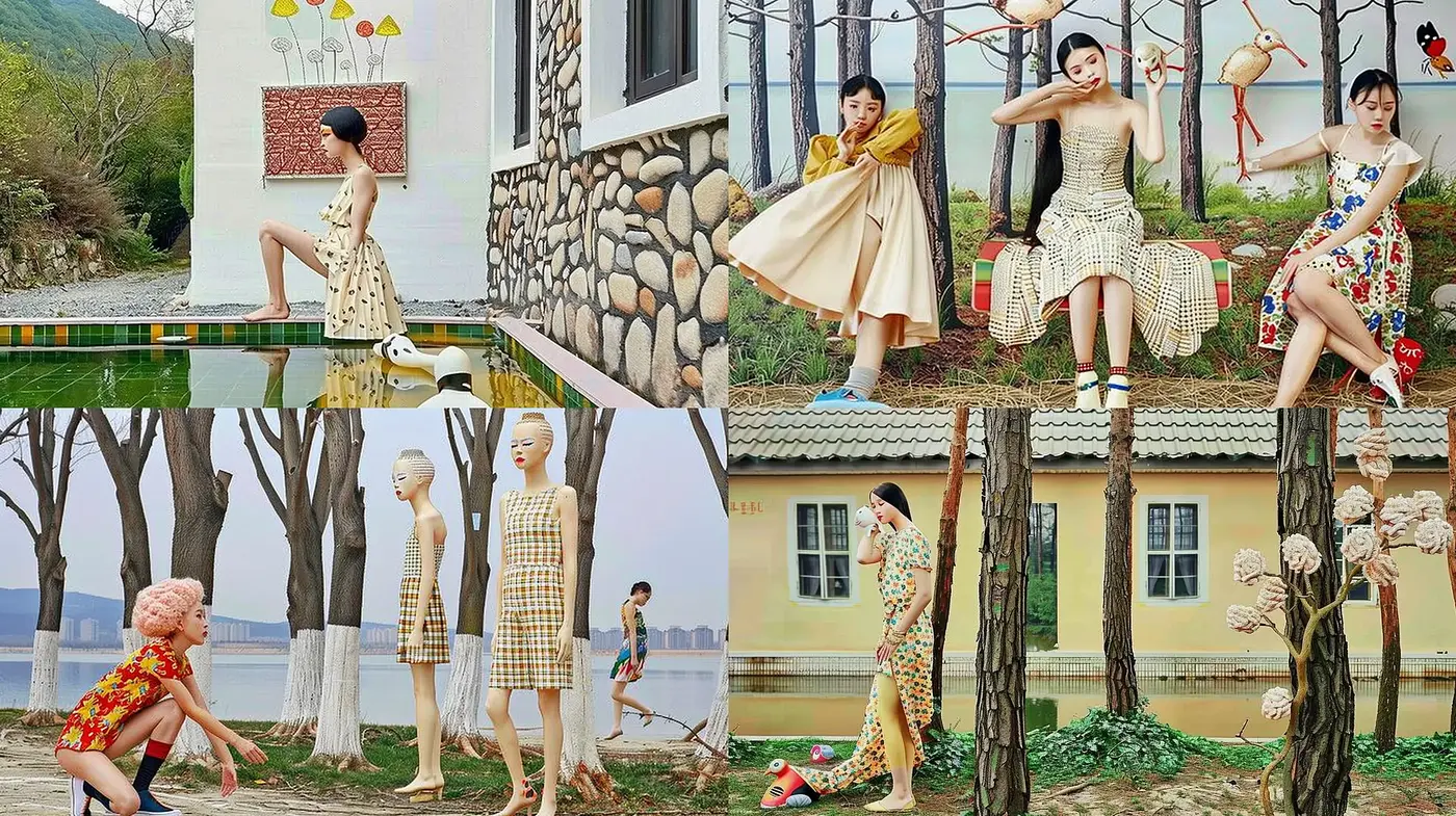 Surreal Serenity in Pastel: A Quirky Fusion of Contemporary and Vintage Aesthetics - Midjourney sref style