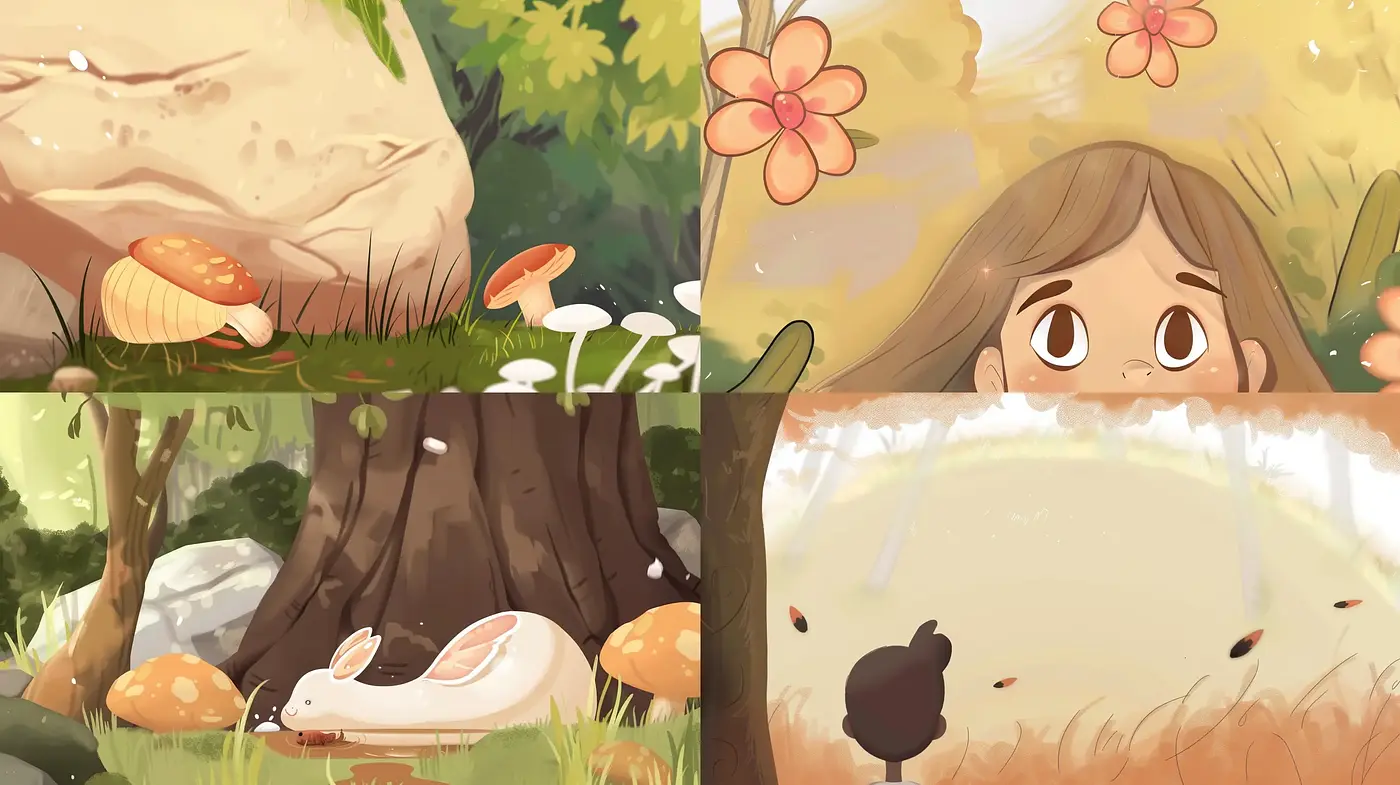 Enchanted Forest Whimsy: A Coalescence of Soft Tones and Heartwarming Illustration - Midjourney sref style