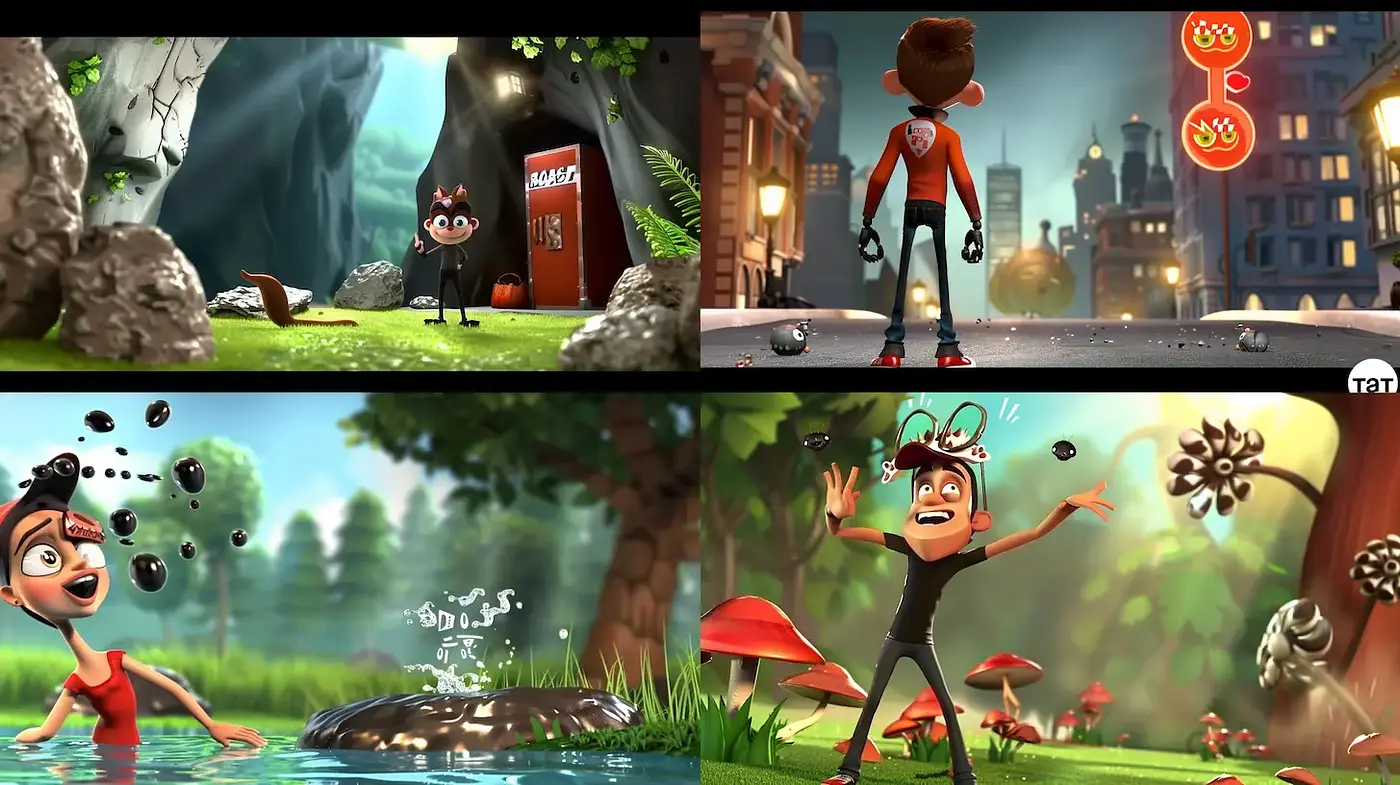 Playful and vibrant animated style reminiscent of modern 3D character animation - Midjourney sref style