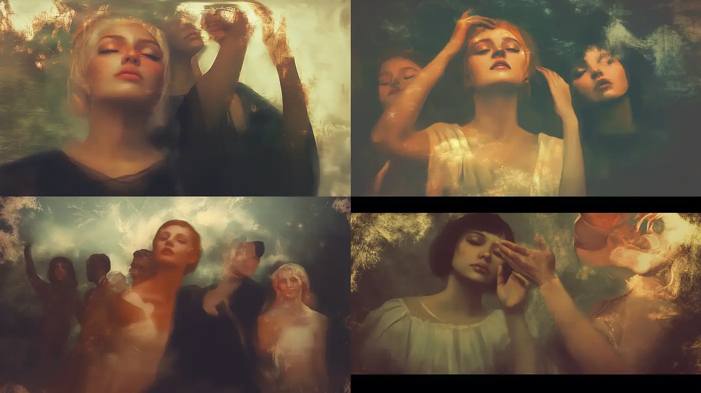 Ethereal Dreamscapes with a Soft Golden Glow - Midjourney sref style