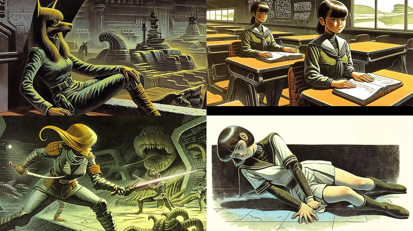 Retro Futuristic Echoes in Sepia Tones: A Homage to Classic Science Fiction Illustration - Midjourney sref style