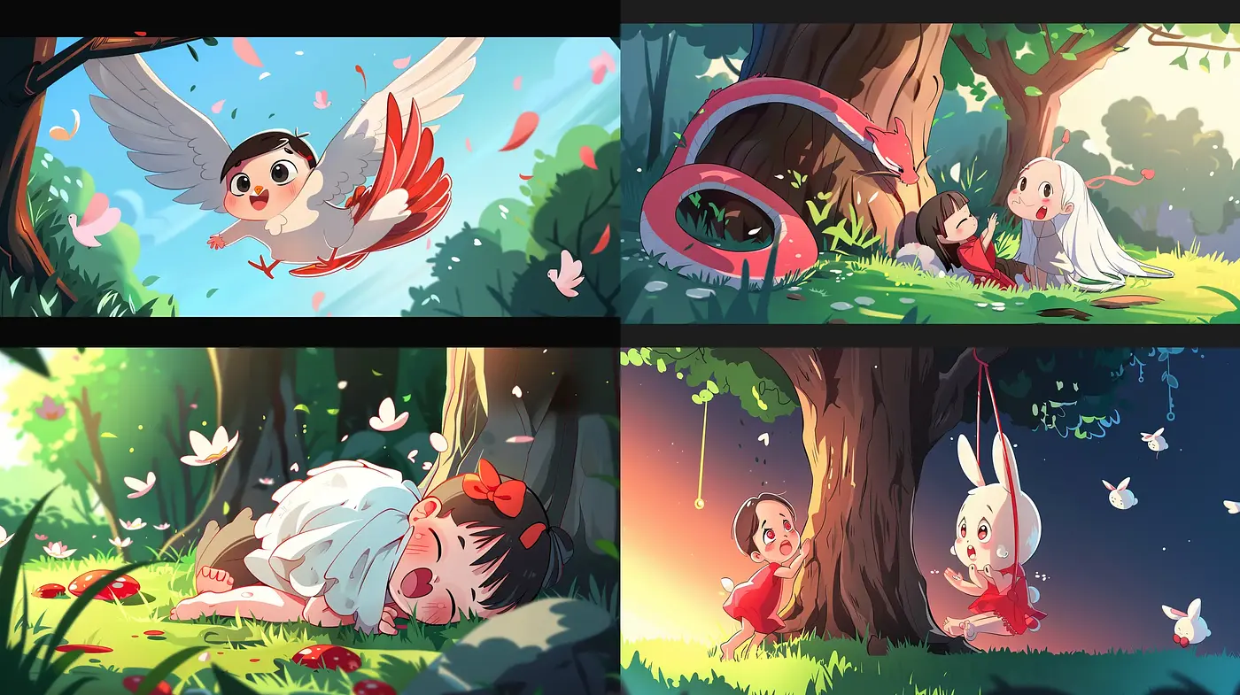 Enchanted Forest Whimsy: A Harmonious Blend of Vivid Anime-Inspired Vistas - Midjourney sref style