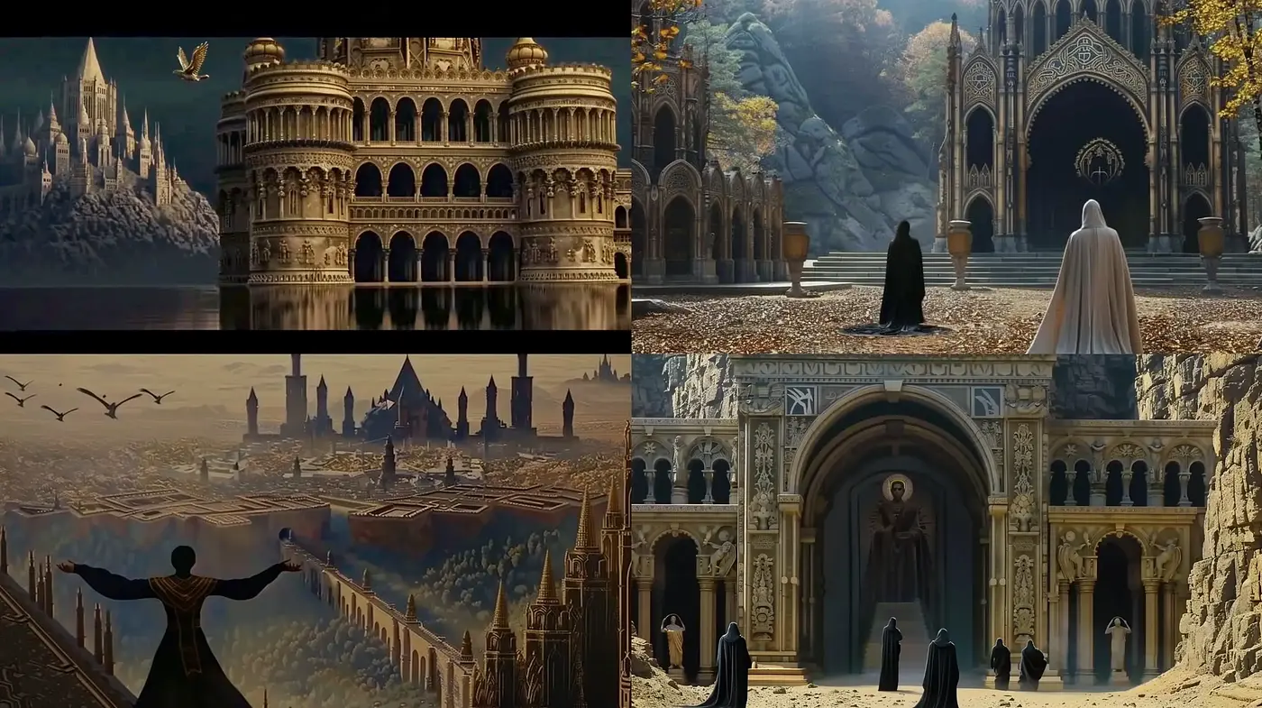 Epic Gothic Revival and Fantasy Blended Visions - Midjourney sref style
