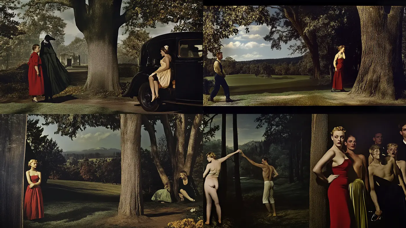 Enigmatic Allegories of a Bygone Era in Earth Tones - Midjourney sref style