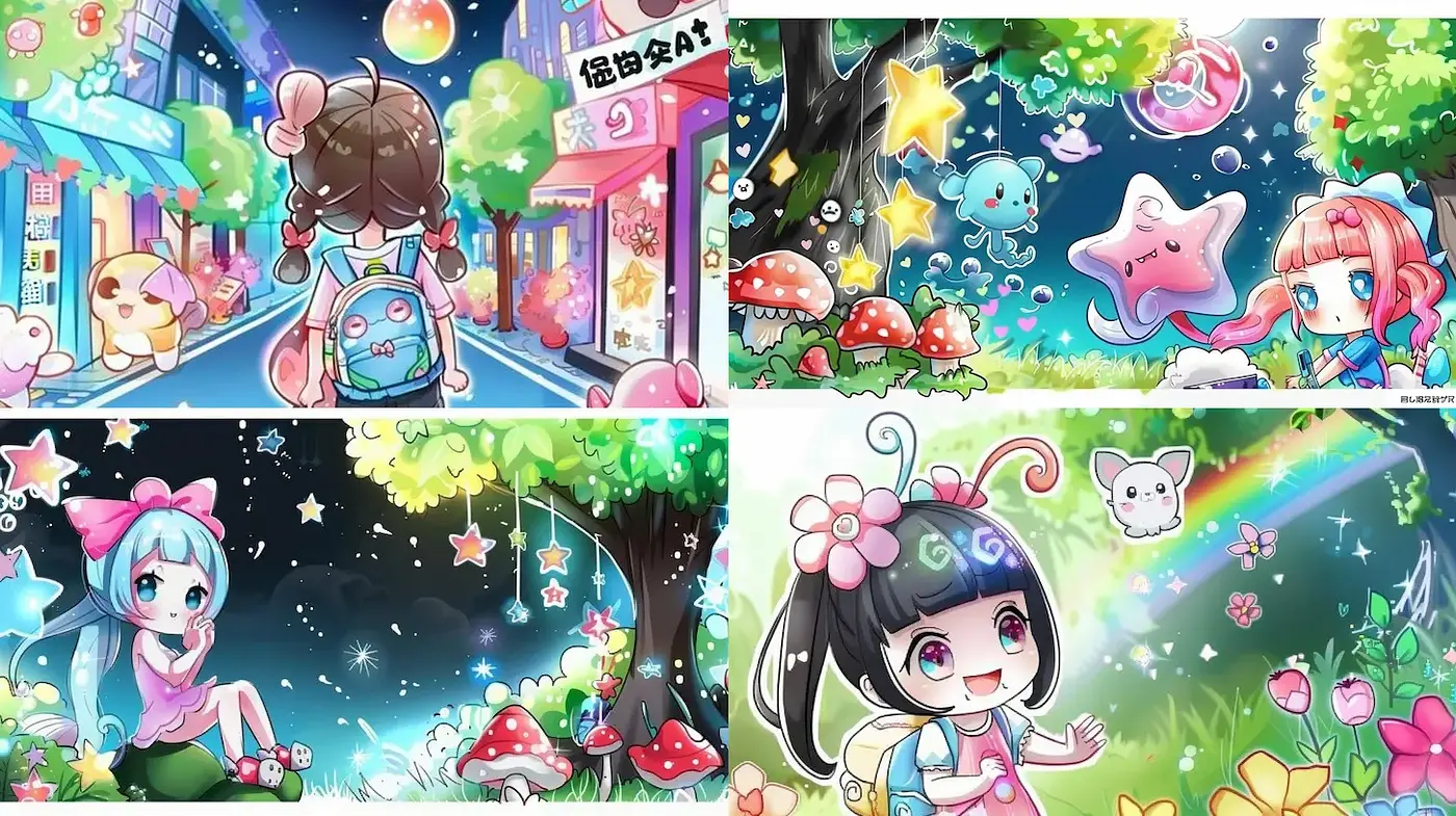 Vibrant Fantasy World with Whimsical Characters and Bright Colors - Midjourney sref style