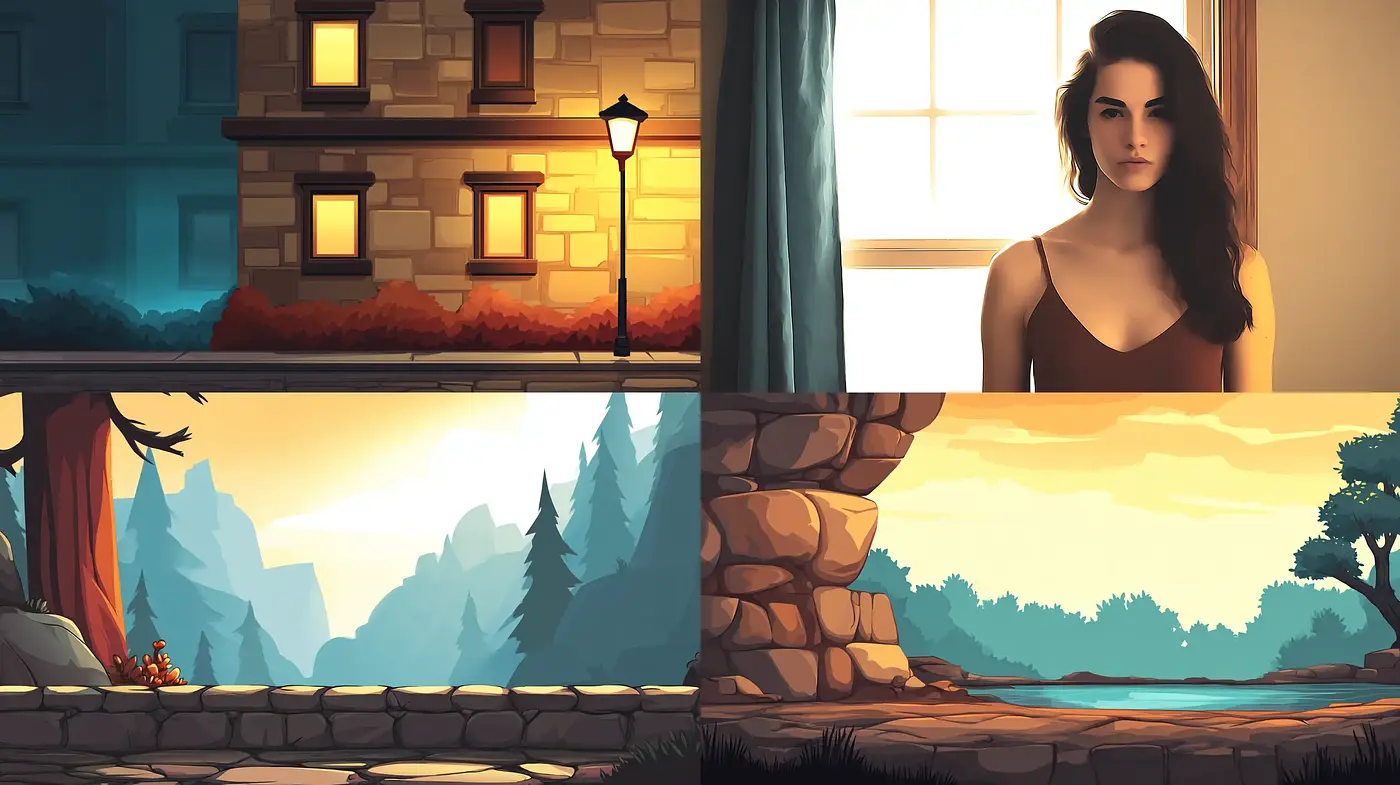 Dynamic and textural storytelling in digital art - Midjourney sref style