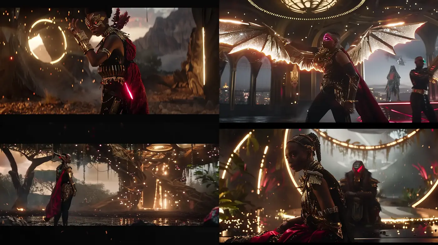 Cinematic Fantasia: A Theatrically Charged Pantheon of Mythic Proportions - Midjourney sref style