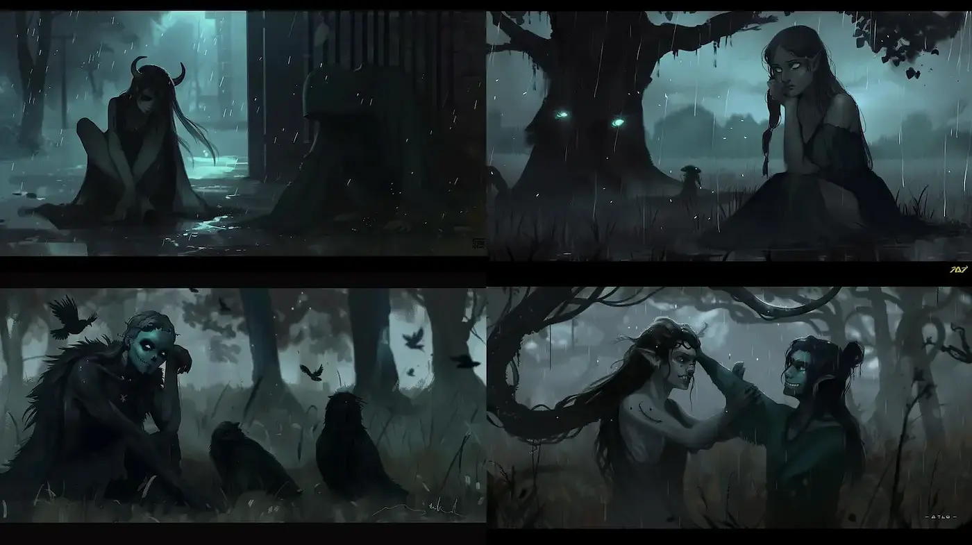 Mysterious Ethereal Atmosphere with Dark Fantasy Influences - Midjourney sref style