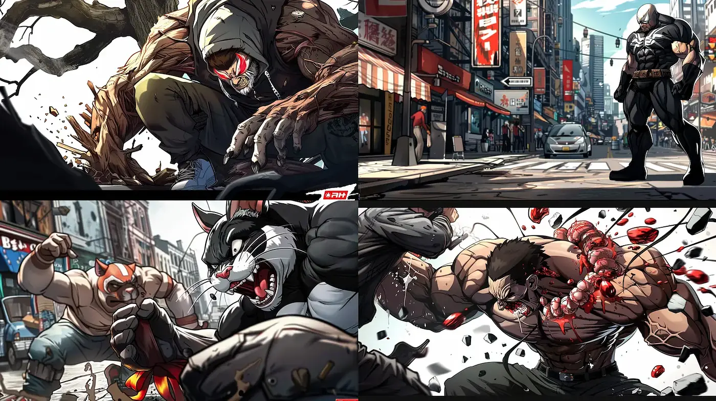 Dynamic and expressive urban action art style with a gritty atmosphere - Midjourney sref style