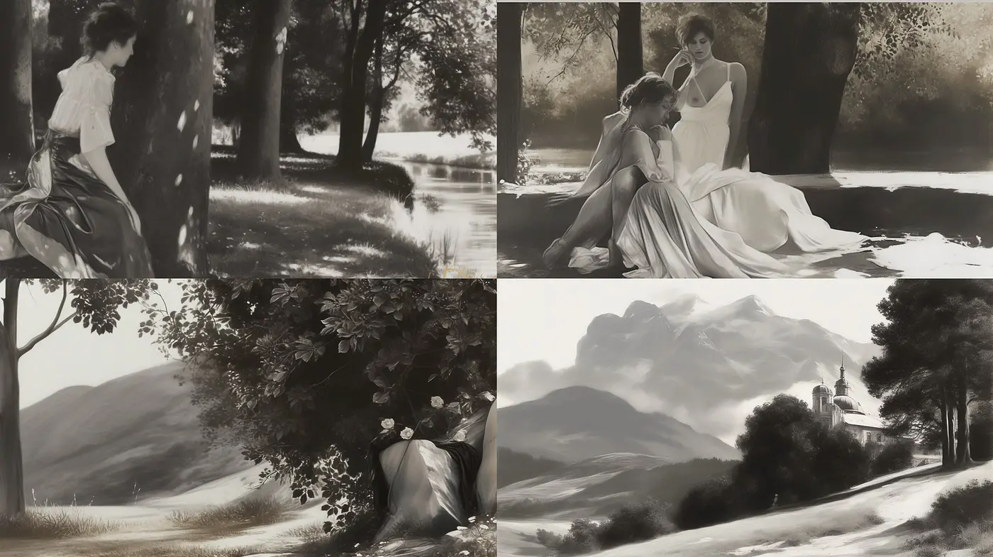 Monochromatic Nostalgia: A Homage to Vintage Black and White Photography - Midjourney sref style