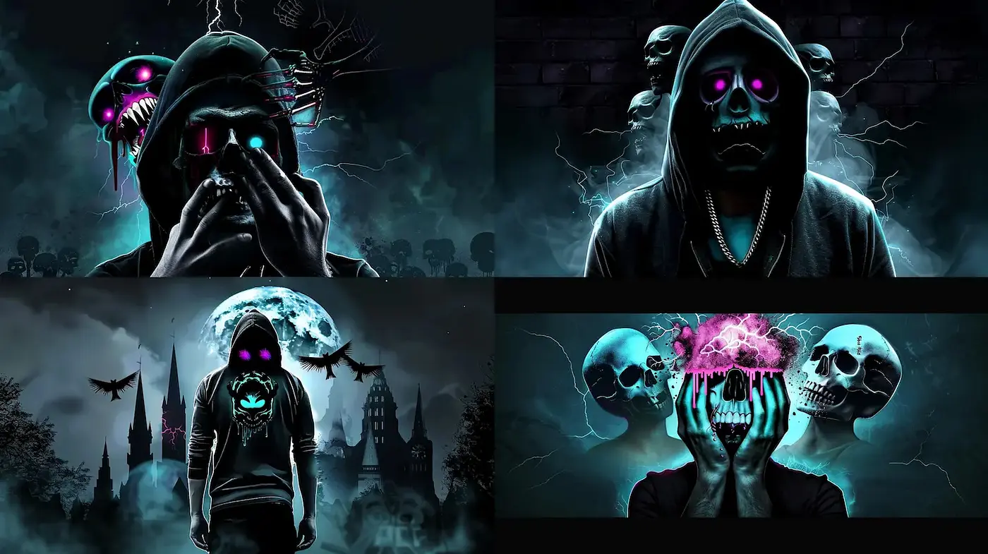 Gothic and Ethereal Aesthetic with Neon Accents - Midjourney sref style
