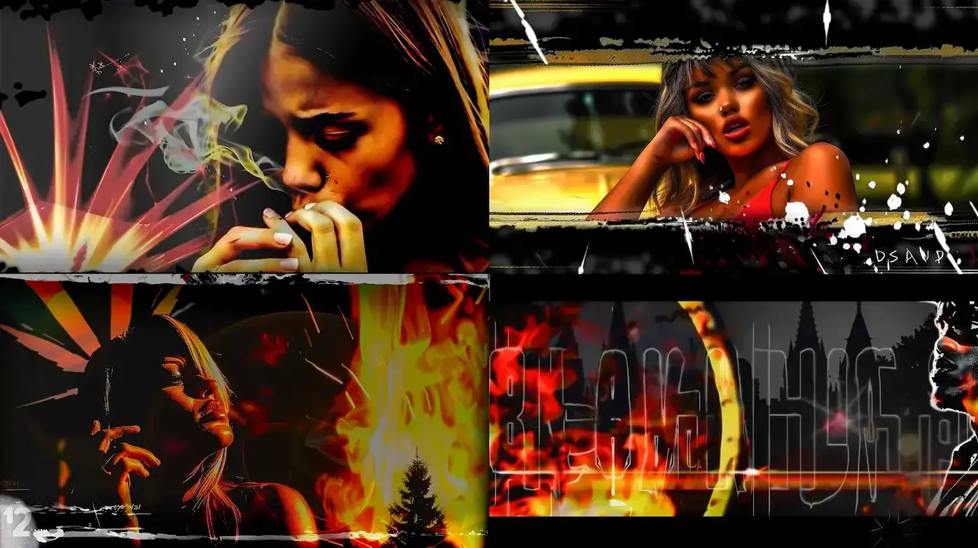 Dynamic and Edgy Visual Storytelling with a Cinematic Flair - Midjourney sref style