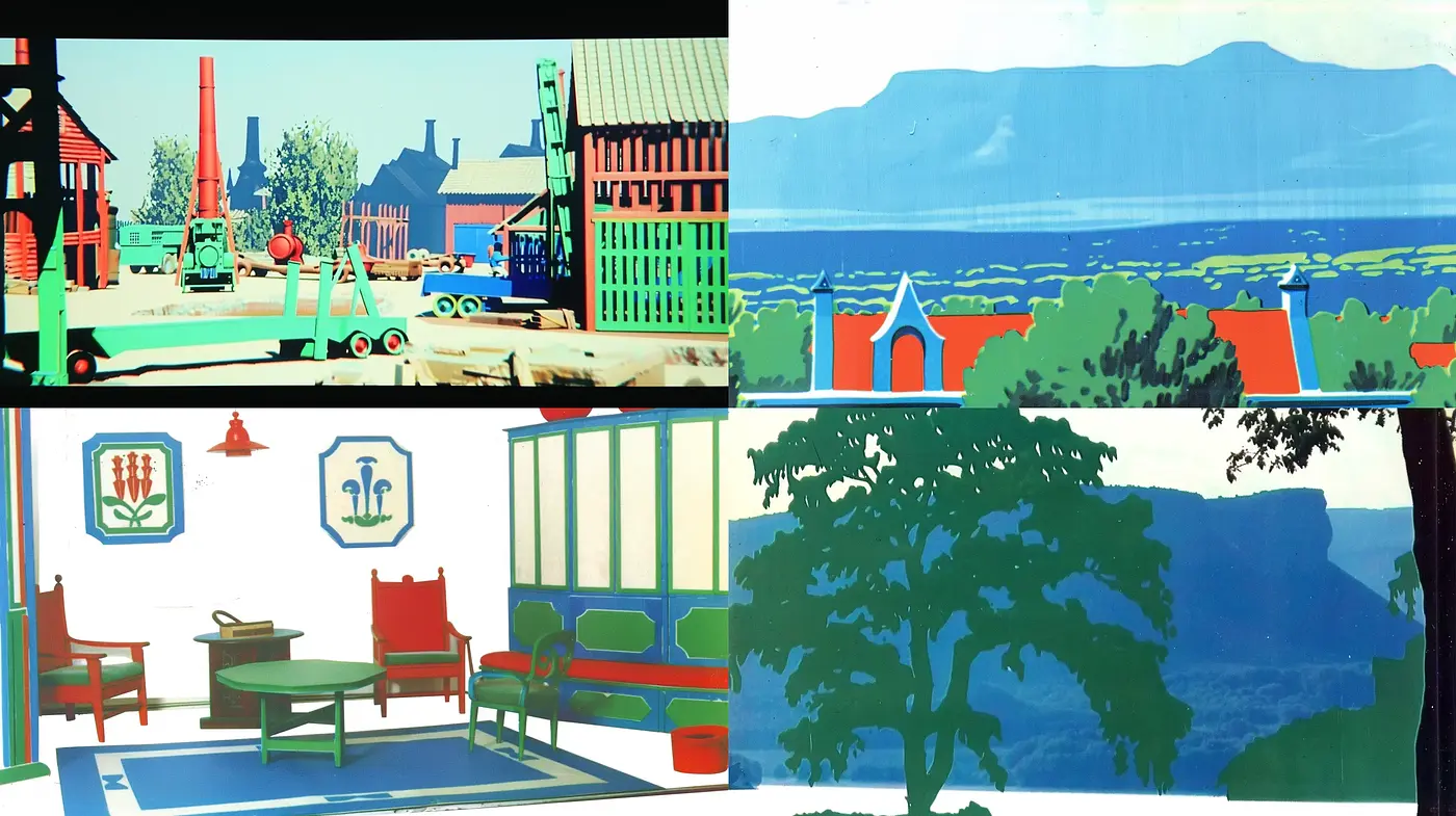 Stylized Minimalist Vistas with a Retro Palette - Midjourney sref style