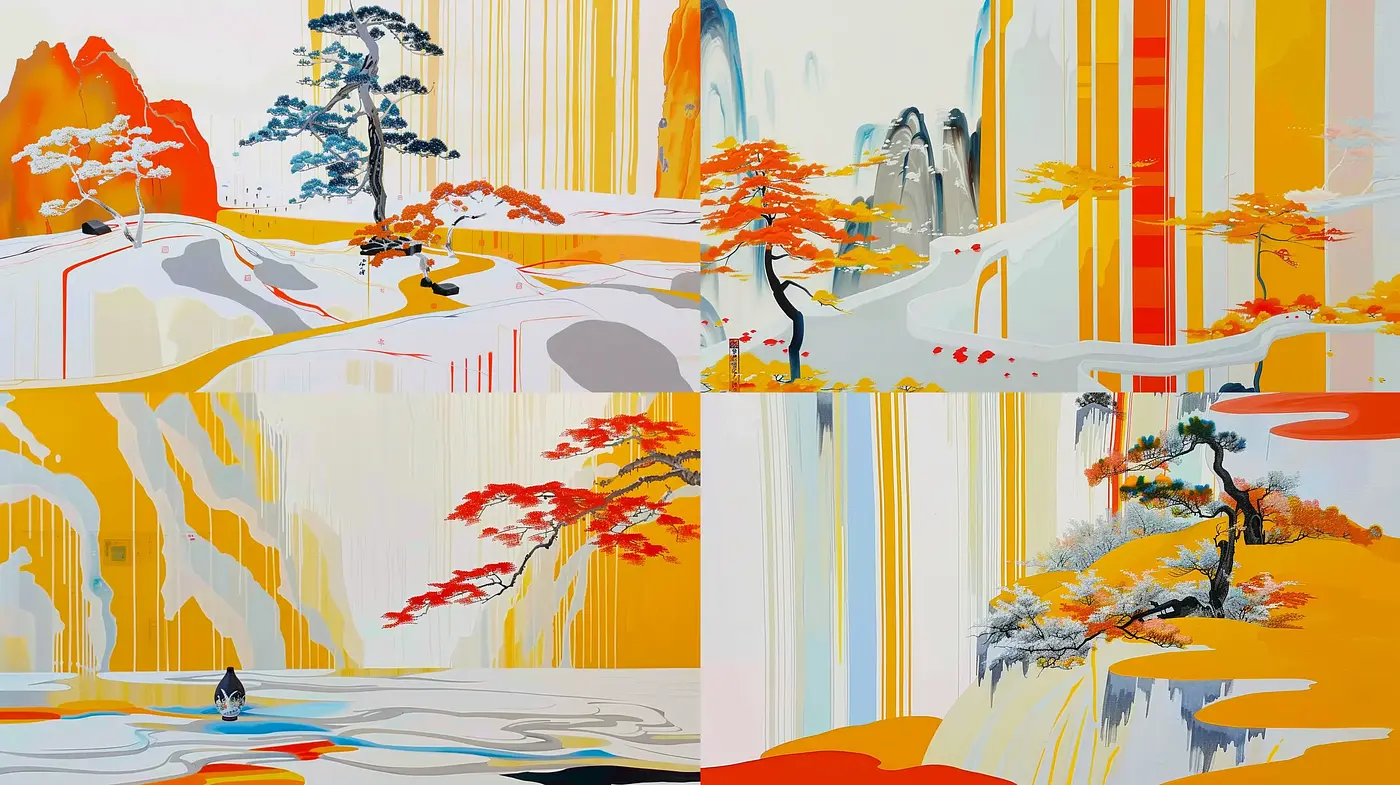Contemporary Interpretation of Traditional East Asian Landscape Art - Midjourney sref style