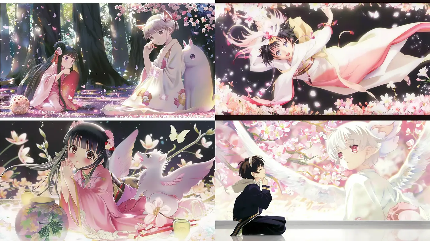 Ethereal Blossom Fantasy: A Dreamlike Anime-Inspired Visual Symphony - Midjourney sref style