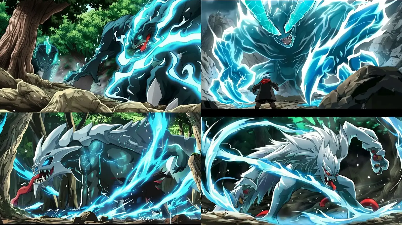 Electric Azure Fury: Dynamic Anime-Inspired Action - Midjourney sref style