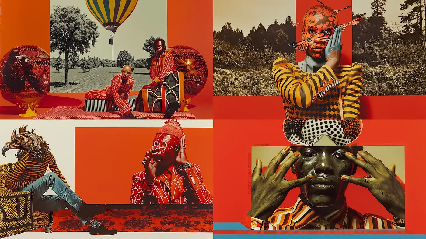 Vibrant Fusion of Cultural Motifs and Contemporary Artistry - Midjourney sref style