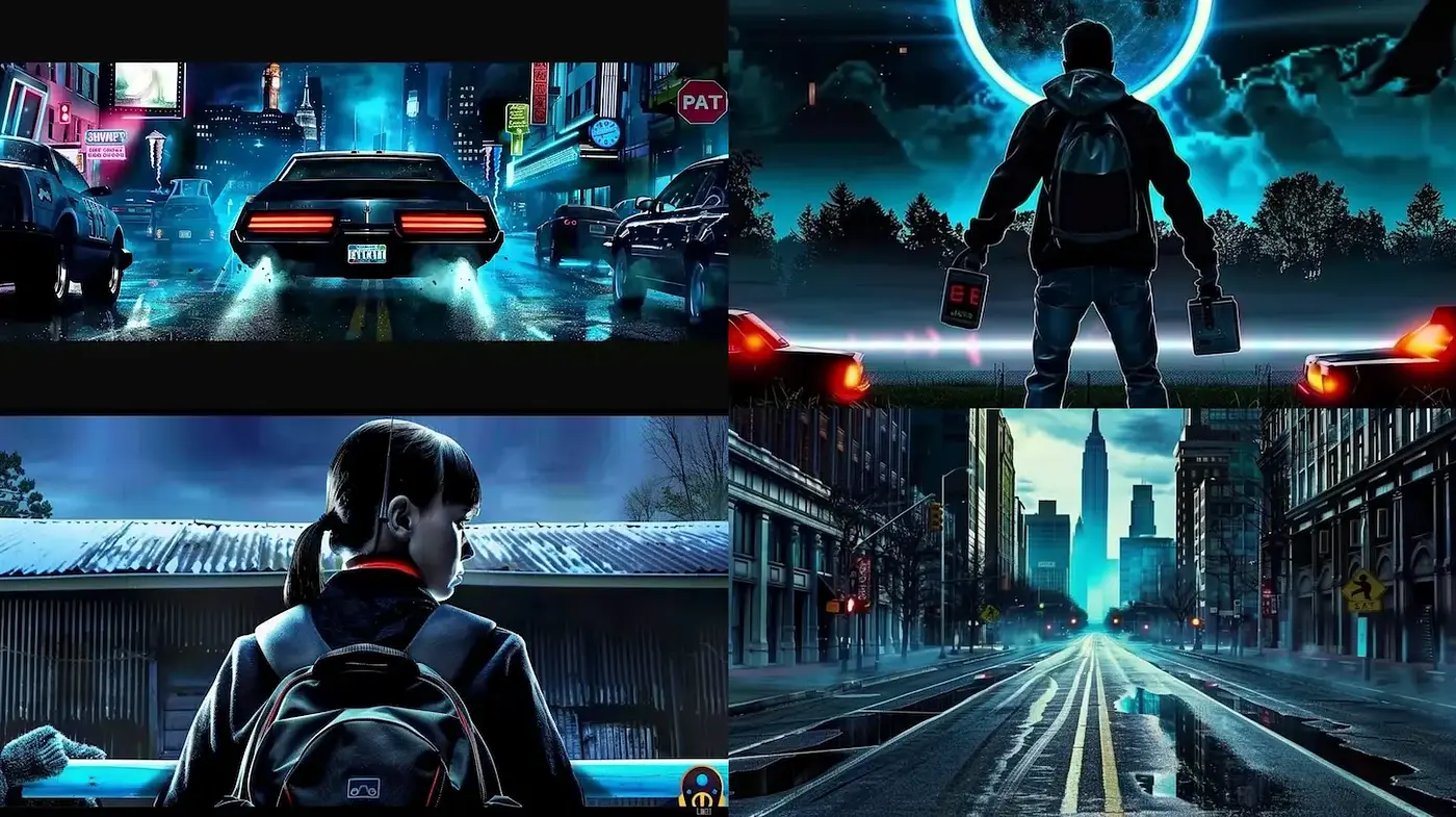 Dark Cyberpunk Nostalgia with Futuristic Elements - Midjourney sref style