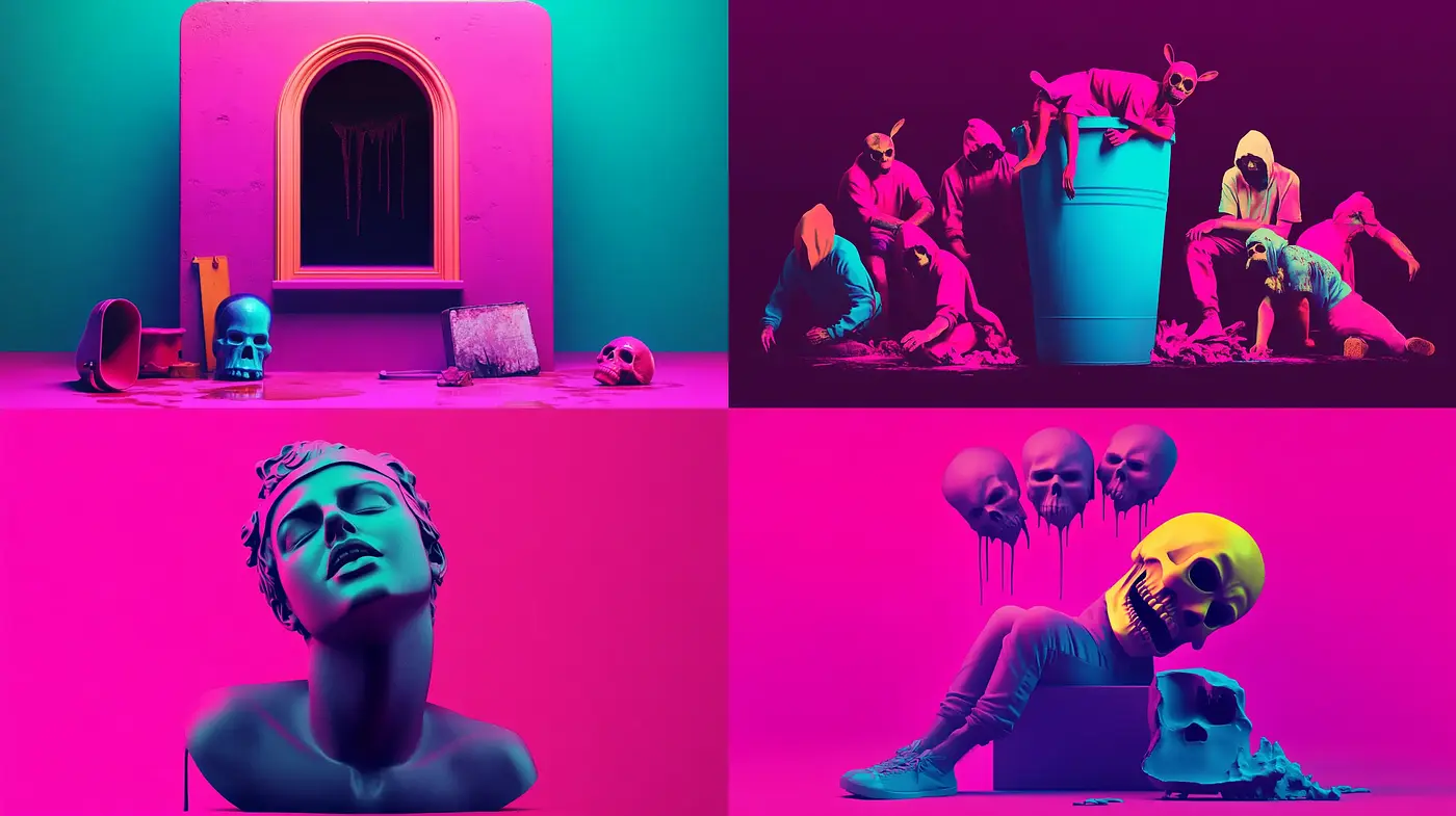 Surreal Neon Dreamscape: A Fusion of Vivid Hues and Abstract Realities - Midjourney sref style