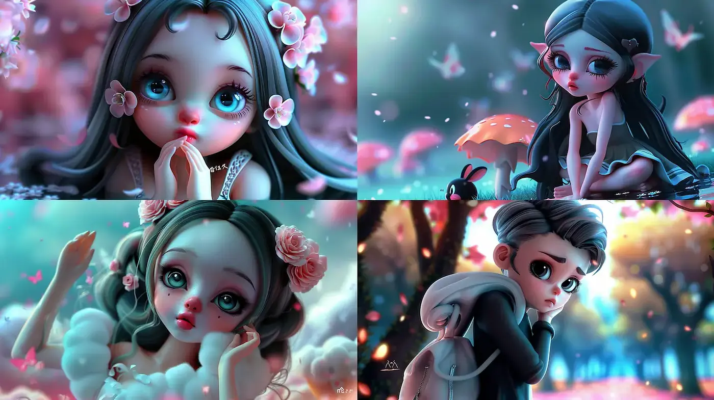 Ethereal, whimsical fantasy with enchanting character designs in vibrant hues - Midjourney sref style
