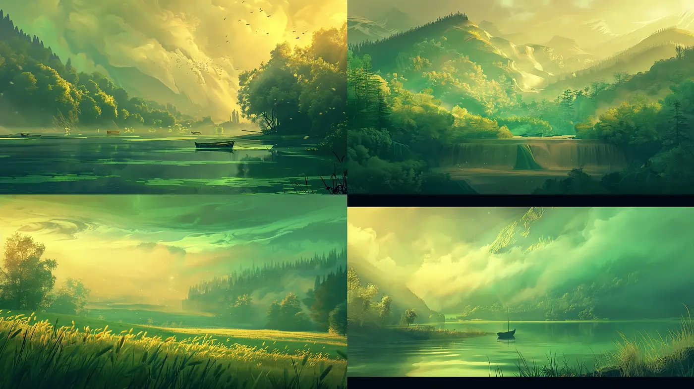 Serene Pastoral Vistas with a Luminous, Ethereal Glow - Midjourney sref style