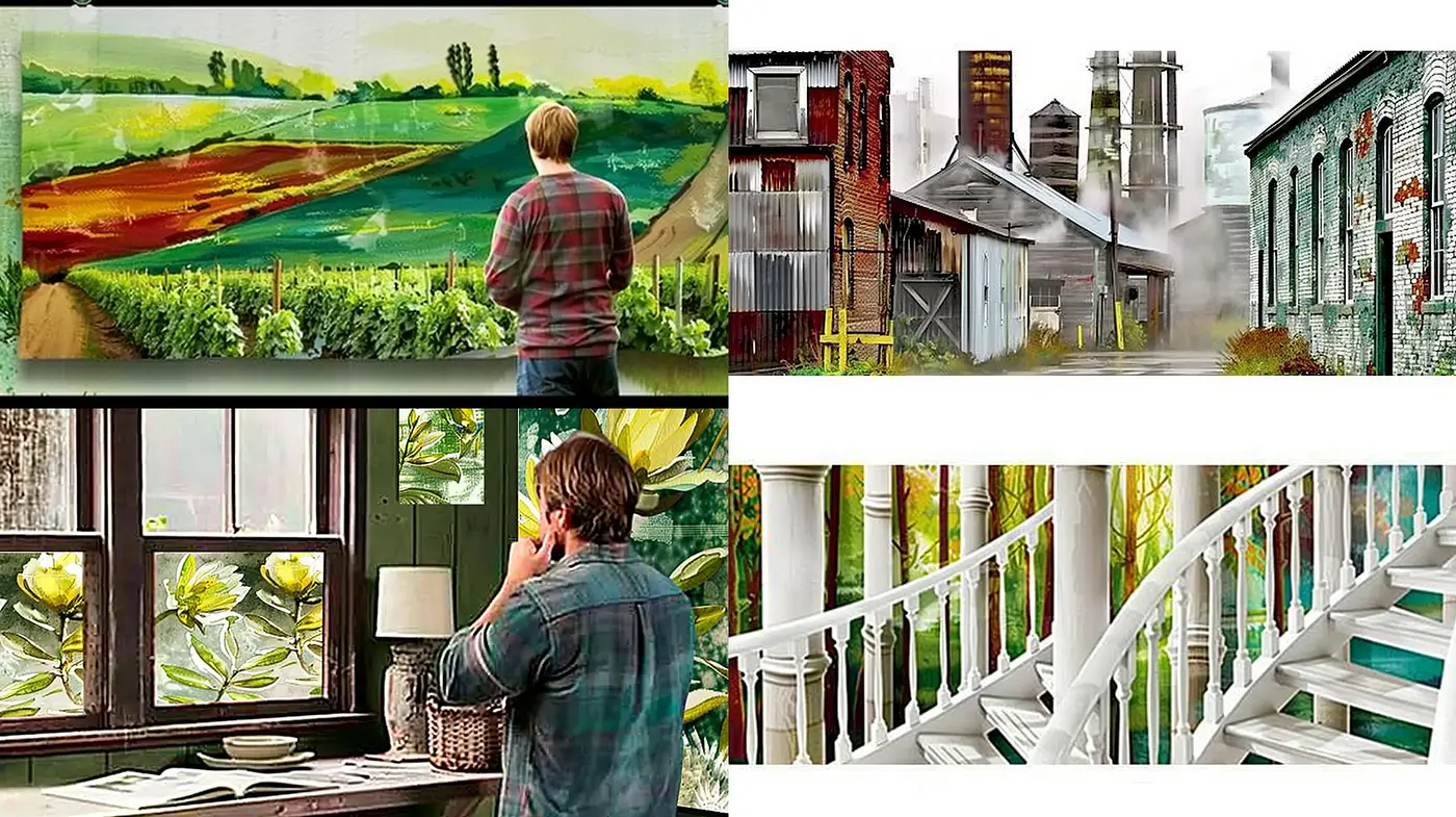 Richly Textured Brushwork Visuals with a Verdant Palette and Contemplative Mood - Midjourney sref style