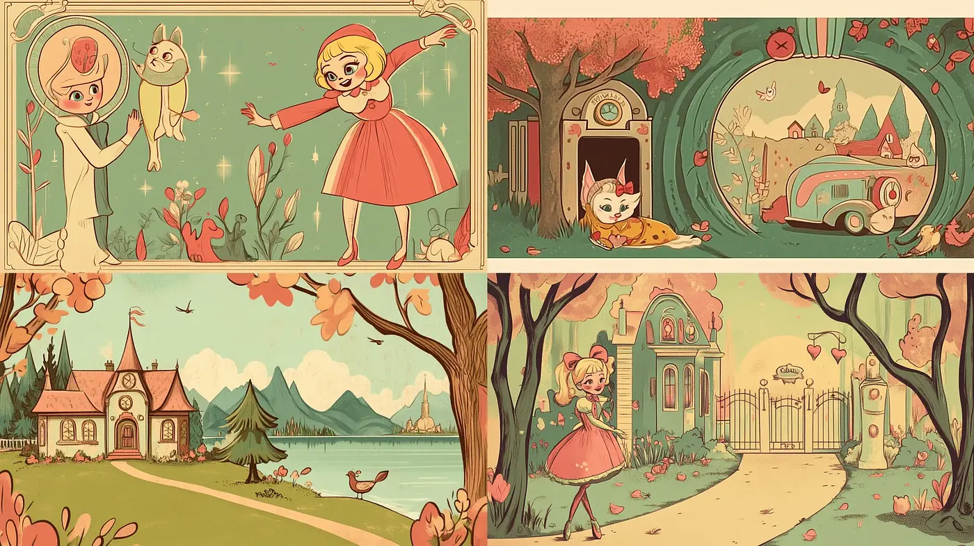 Enchanting Storybook Whimsy: A Pastel-Toned Vintage Fusion - Midjourney sref style