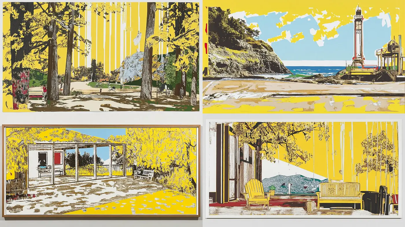 Contemporary Pop Art Tableaux with Vibrant Hues and Graphic Sensibility - Midjourney sref style