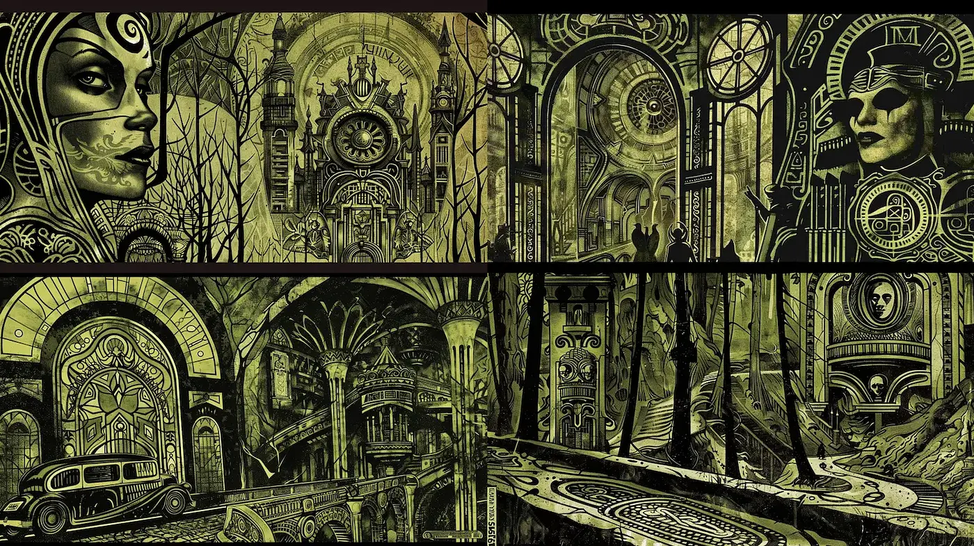 Futuristic Steampunk Aesthetic with a Mysterious and Intricate Vibe - Midjourney sref style