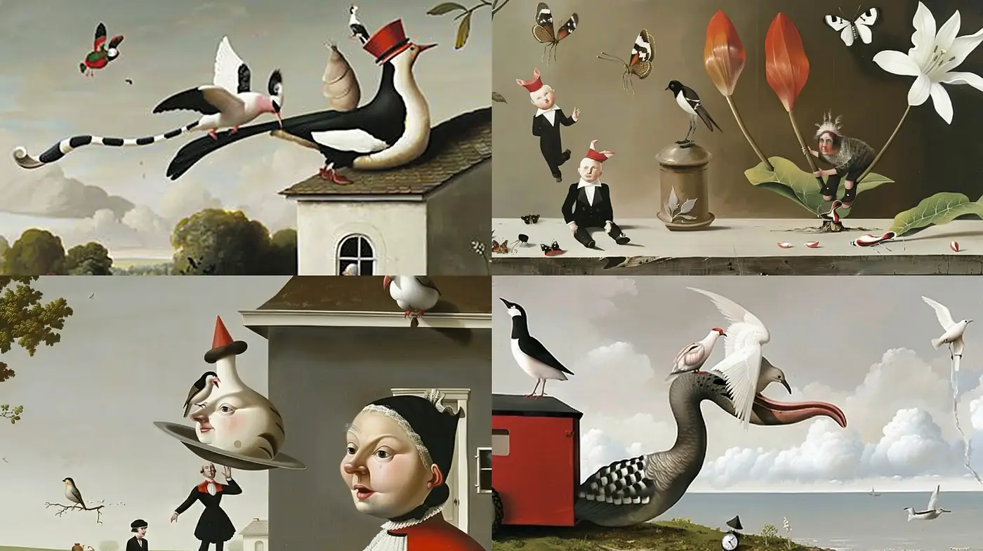 Surrealist Visions with a Whimsical Twist - Midjourney sref style