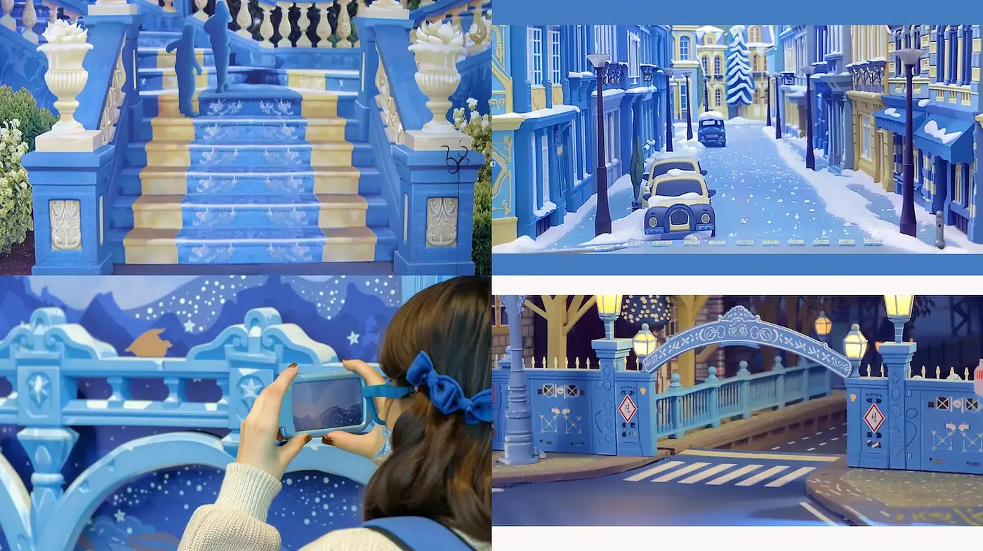 Serene Blue Aesthetic with Whimsical Architectural Elements - Midjourney sref style