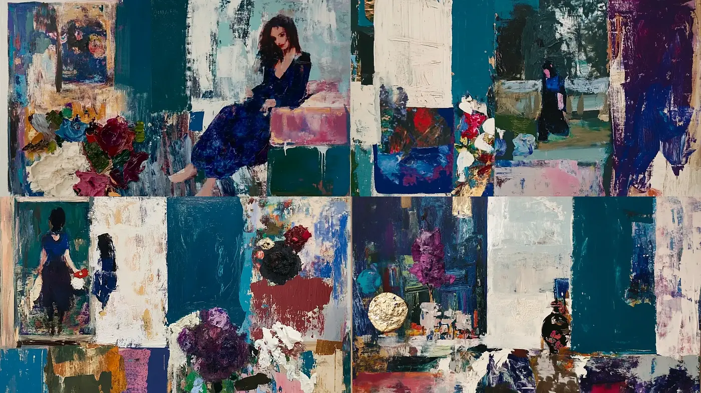 Abstract Expressionist Textures in a Contemporary Palette - Midjourney sref style