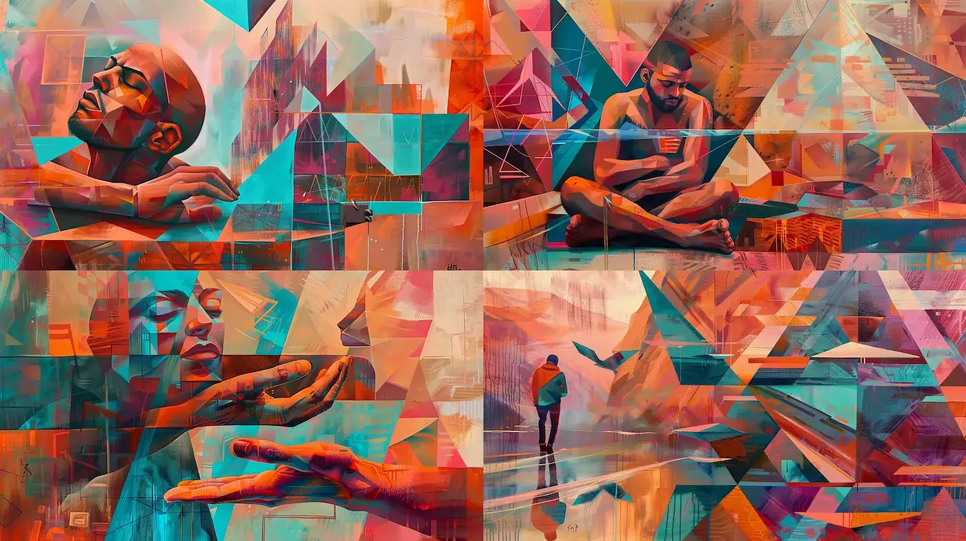 Vibrant Geometric Abstraction with Emotional Resonance - Midjourney sref style