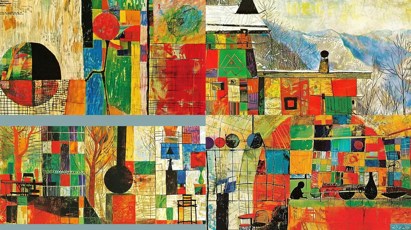 Abstract Mosaic of Vivid Hues and Geometric Textures - Midjourney sref style