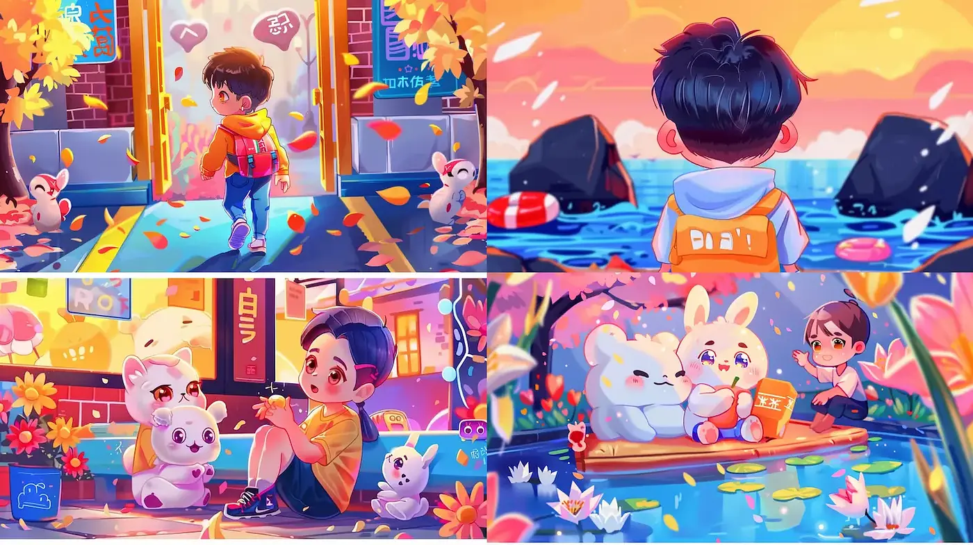 Vibrant and Whimsical Illustrations with a Playful Atmosphere - Midjourney sref style