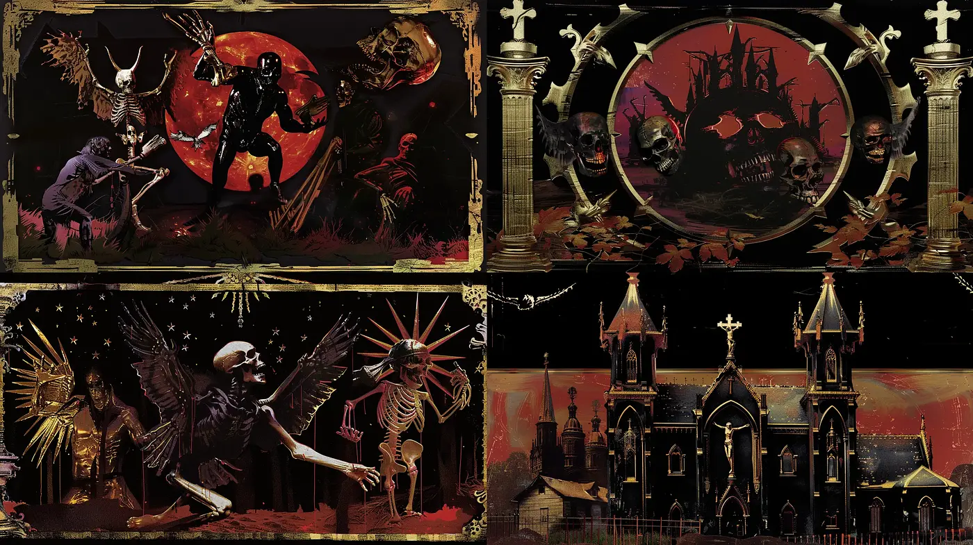 Gothic Nightmare Aesthetics with a Detailed Grunge Texture - Midjourney sref style